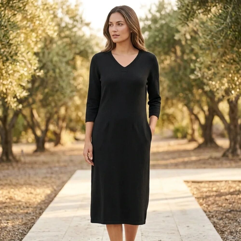 Peruvian Connection black 100% Pima Cotton dress | Sz M